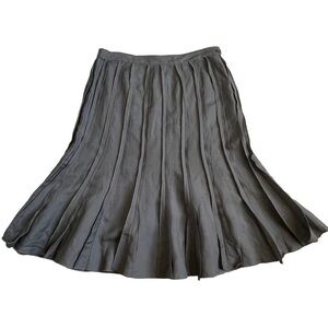 Carole Little Women’s Linen Blend Pleated Embroidered Skirt Size 10 Taupe Summer